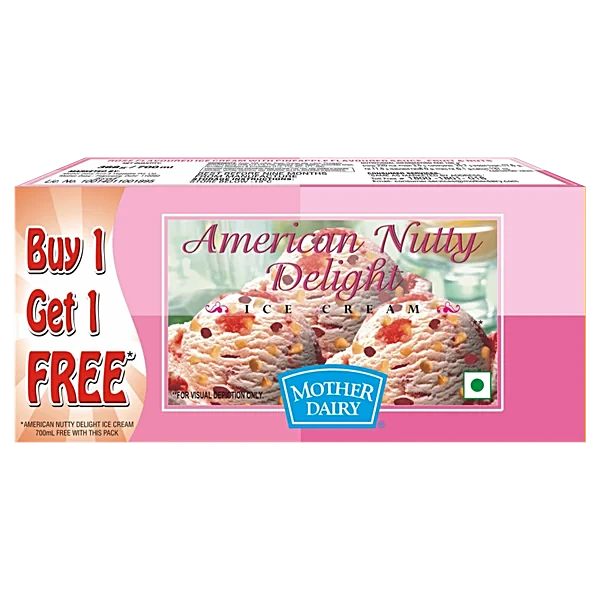 MOTHER DAIRY AMERICAN NUTS ICE CREAM 700ML 1+1